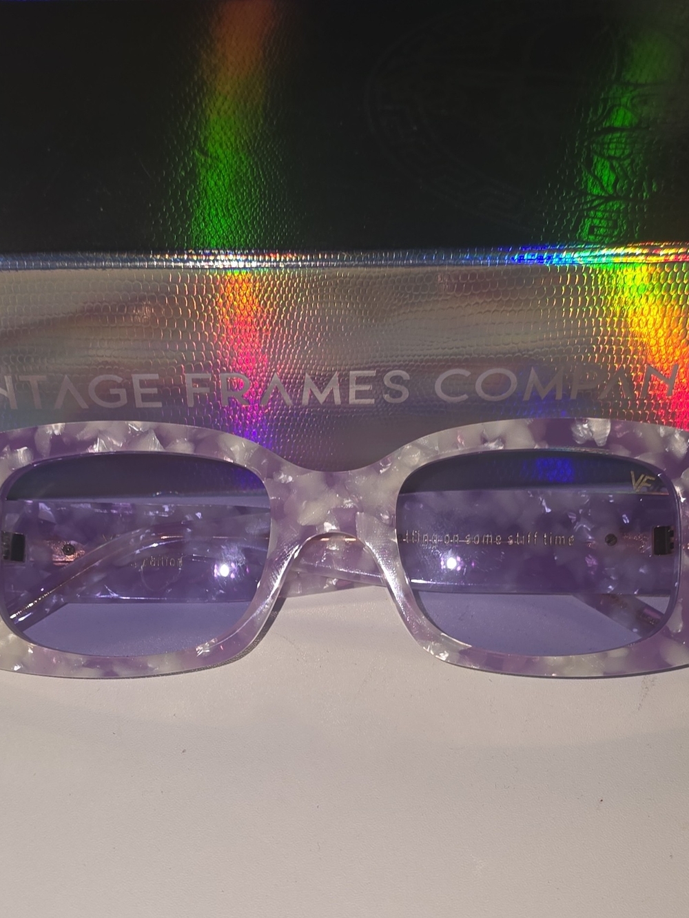 Vintage Frames Company VF Harlem Miami Edition Rectangular Purple Sunglasses